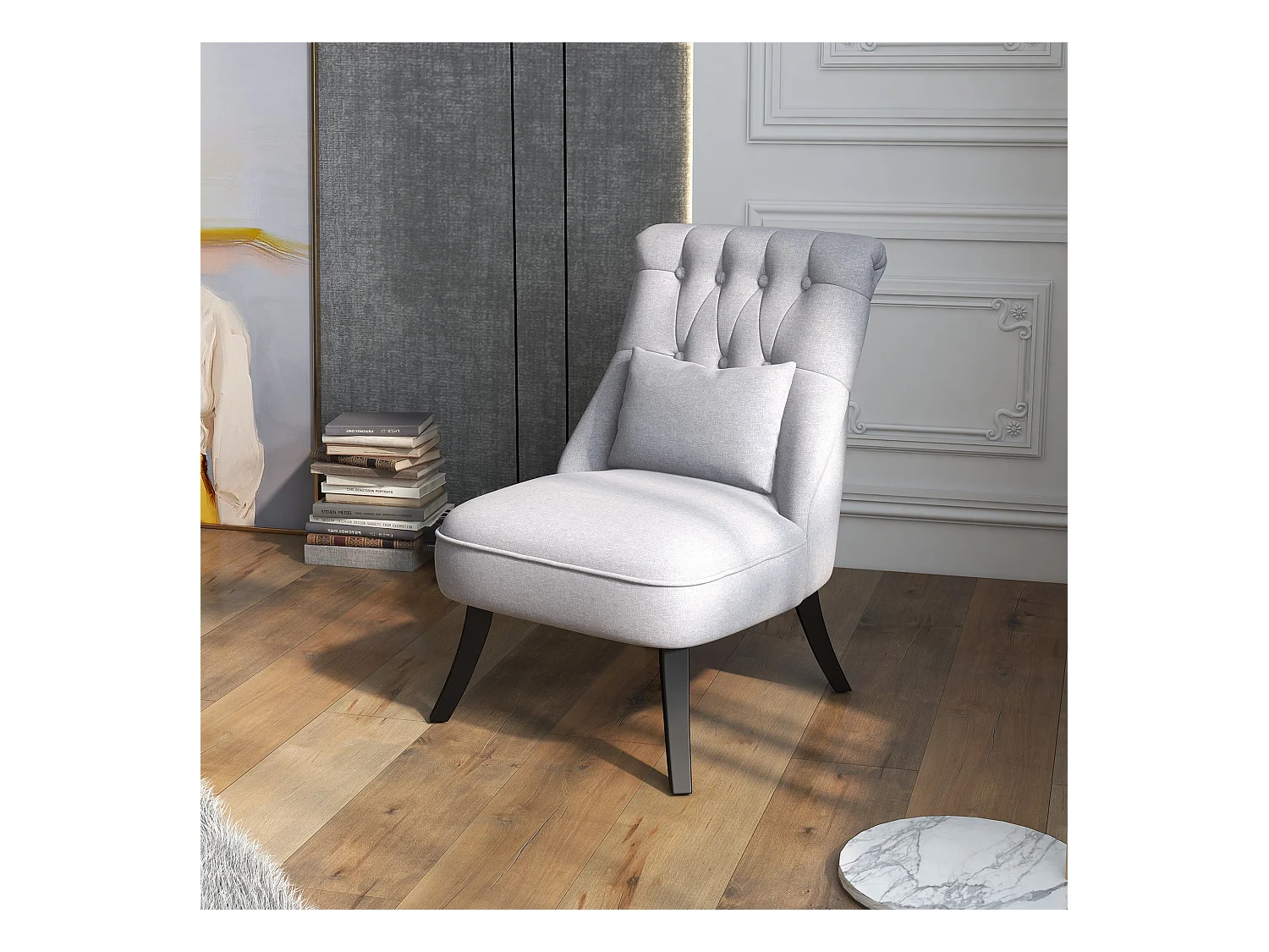 Butaca Kentia Homcom con cojín gris 77x52,5x69 cm