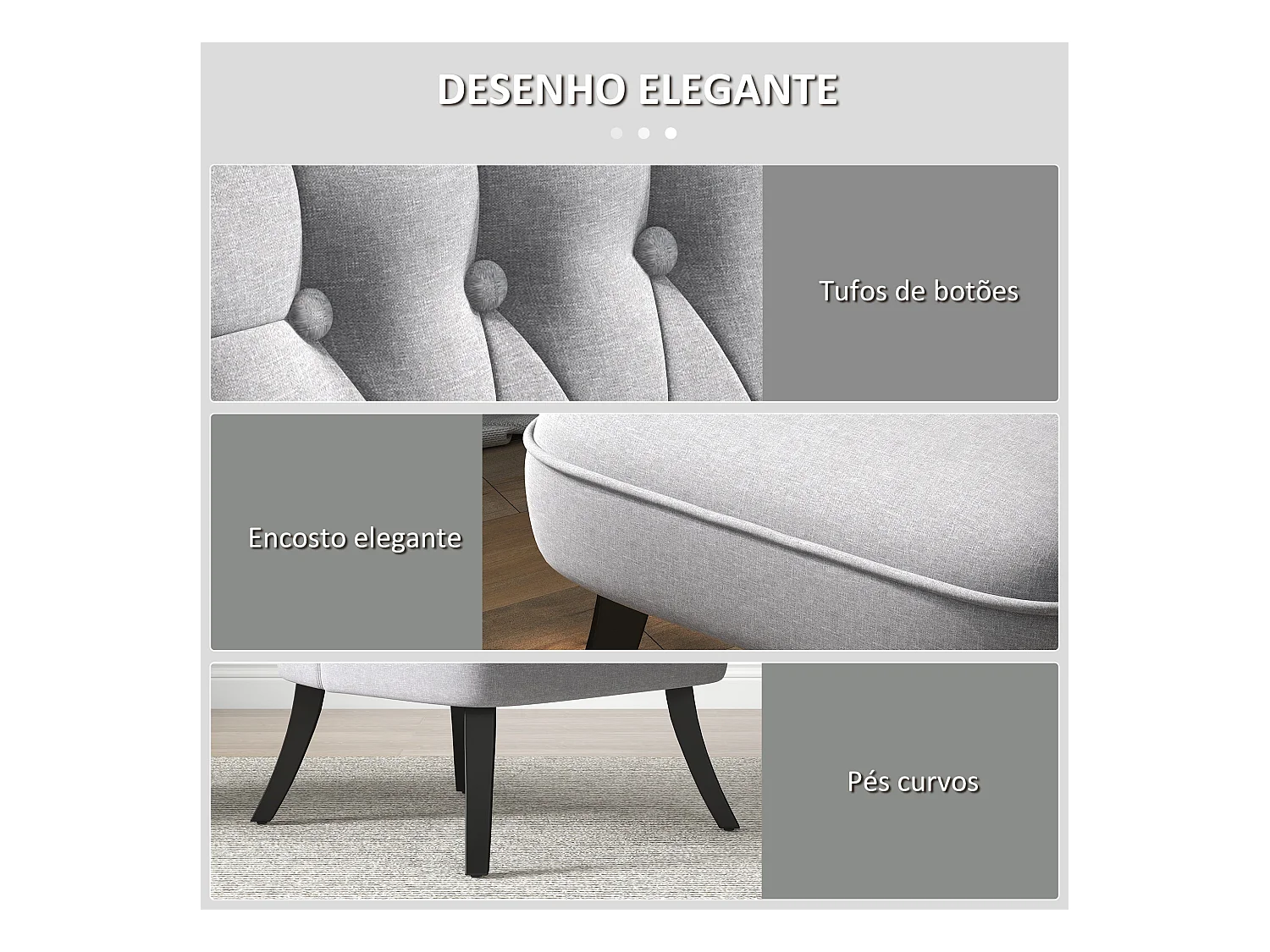 Butaca Kentia Homcom con cojín gris 77x52,5x69 cm