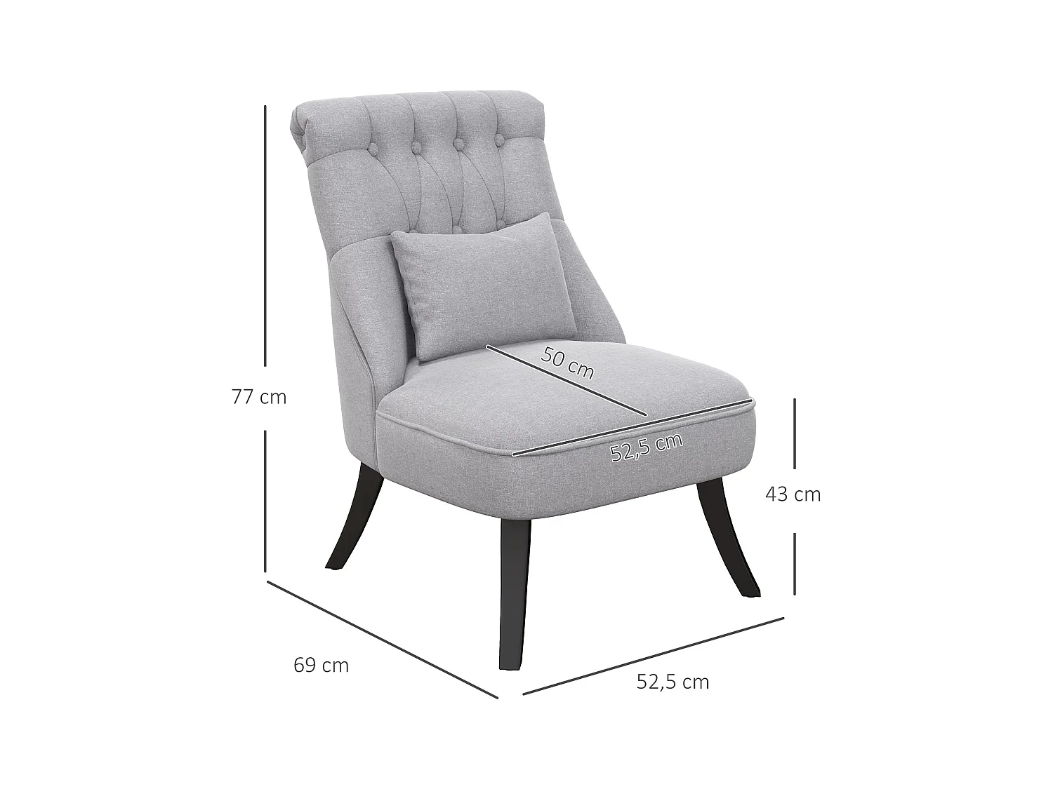 Butaca Kentia Homcom con cojín gris 77x52,5x69 cm