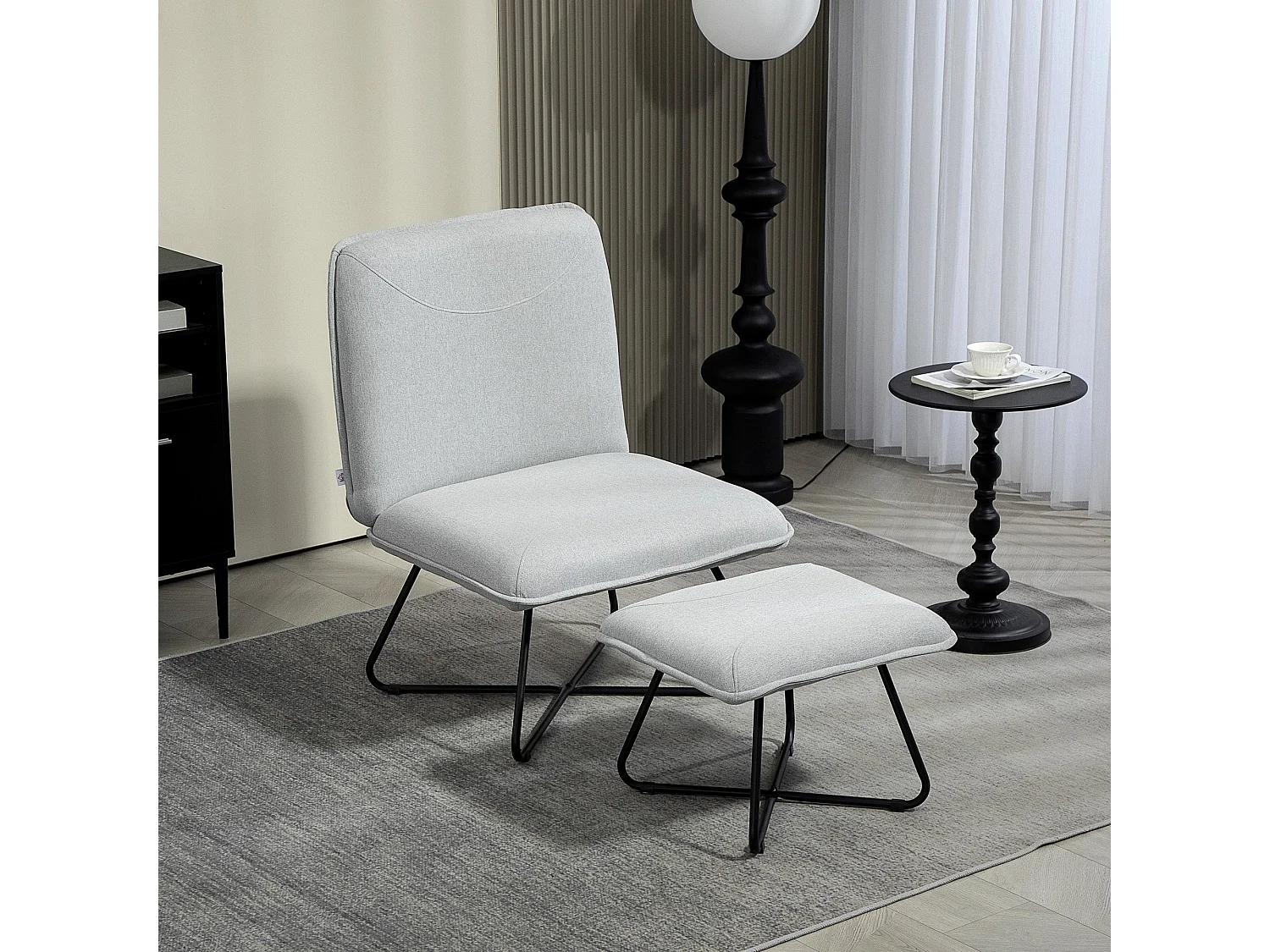 Poltrona Relaxante com Apoio para os Pés e Design Moderno para Sala de Estar e Dormitório em Cinza Claro - Modelo Luleå