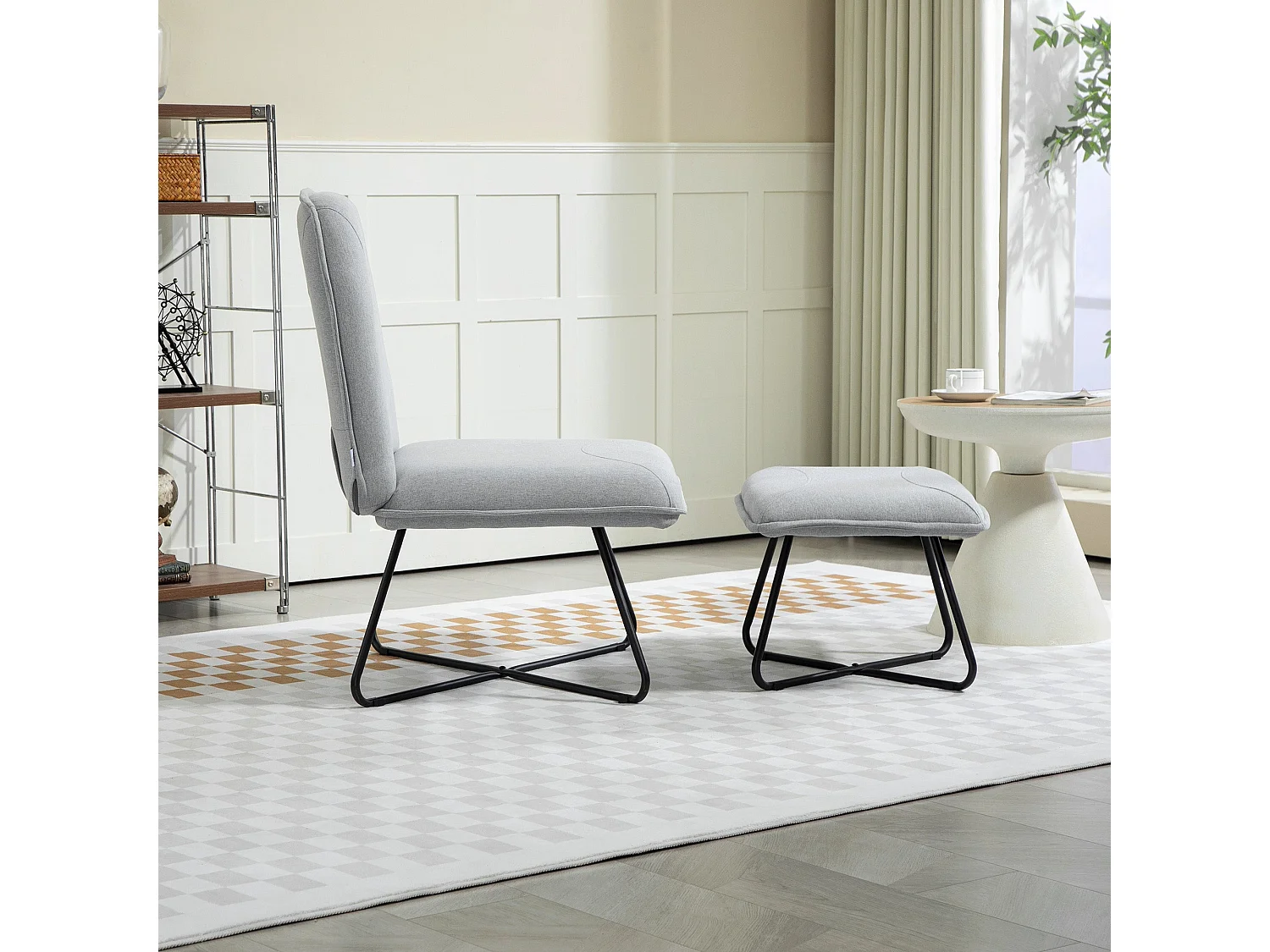 Poltrona Relaxante com Apoio para os Pés e Design Moderno para Sala de Estar e Dormitório em Cinza Claro - Modelo Luleå