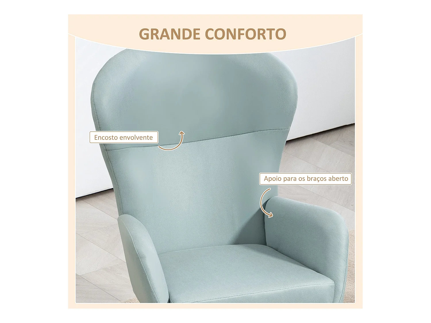 Mecedora Diana Homcom asiento acolchado + reposabrazos verde turquesa 102x65x87 cm