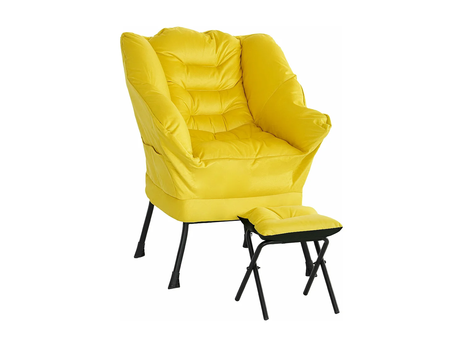 Butaca Nube Homcom con reposapiés amarillo 100x80x78 cm