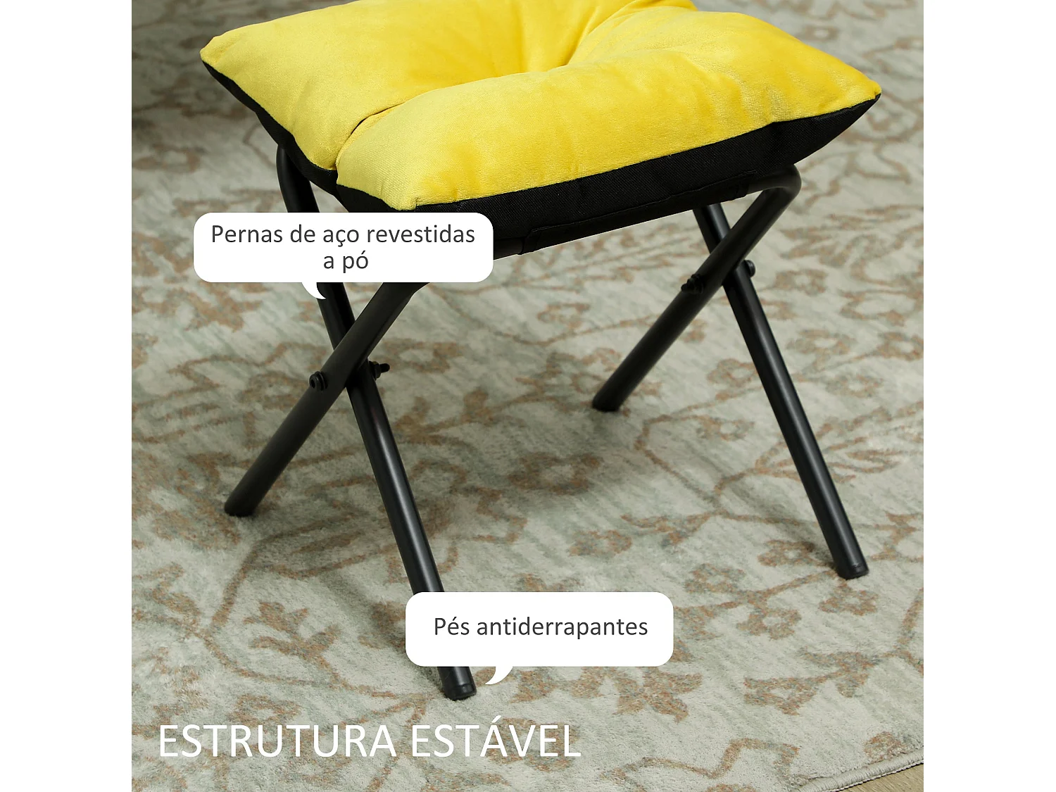 Butaca Nube Homcom con reposapiés amarillo 100x80x78 cm