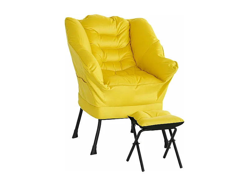 Butaca Nube Homcom con reposapiés amarillo 100x80x78 cm