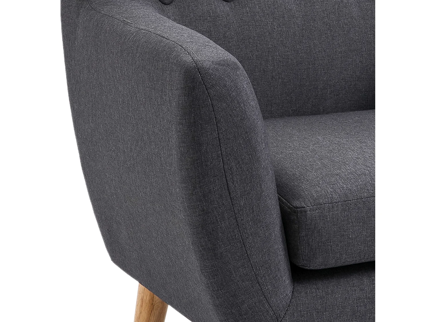 Poltrona Moderna para Sala de Estar e Dormitório com Apoio para Braços e Pés em Madeira - Sofá Individual Cinza Escuro 68x58,5x76 cm