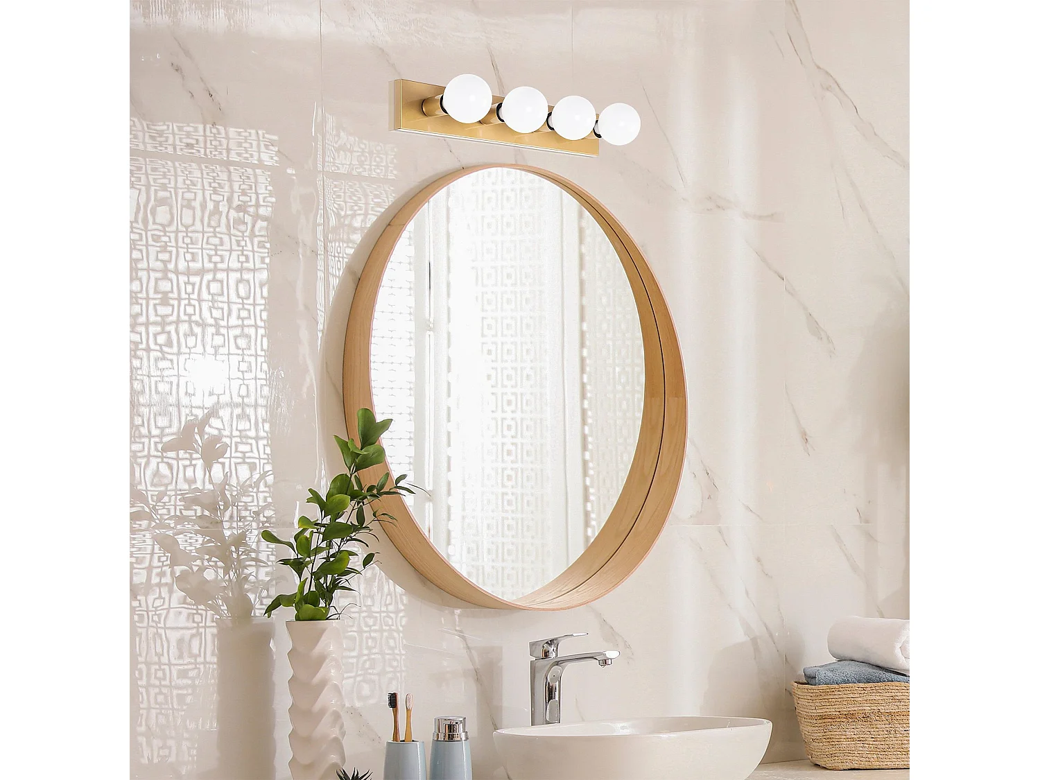 Applique murale 4 lampes Vixiège 60cm Métal Or