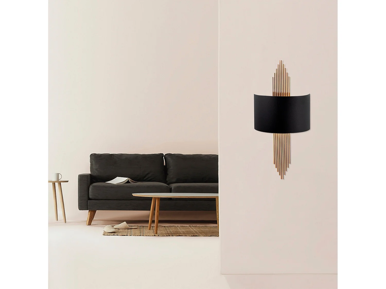 Candeeiro de Parede Moderno em Preto e Cobre - Elegância e Sofisticação para o Seu Espaço