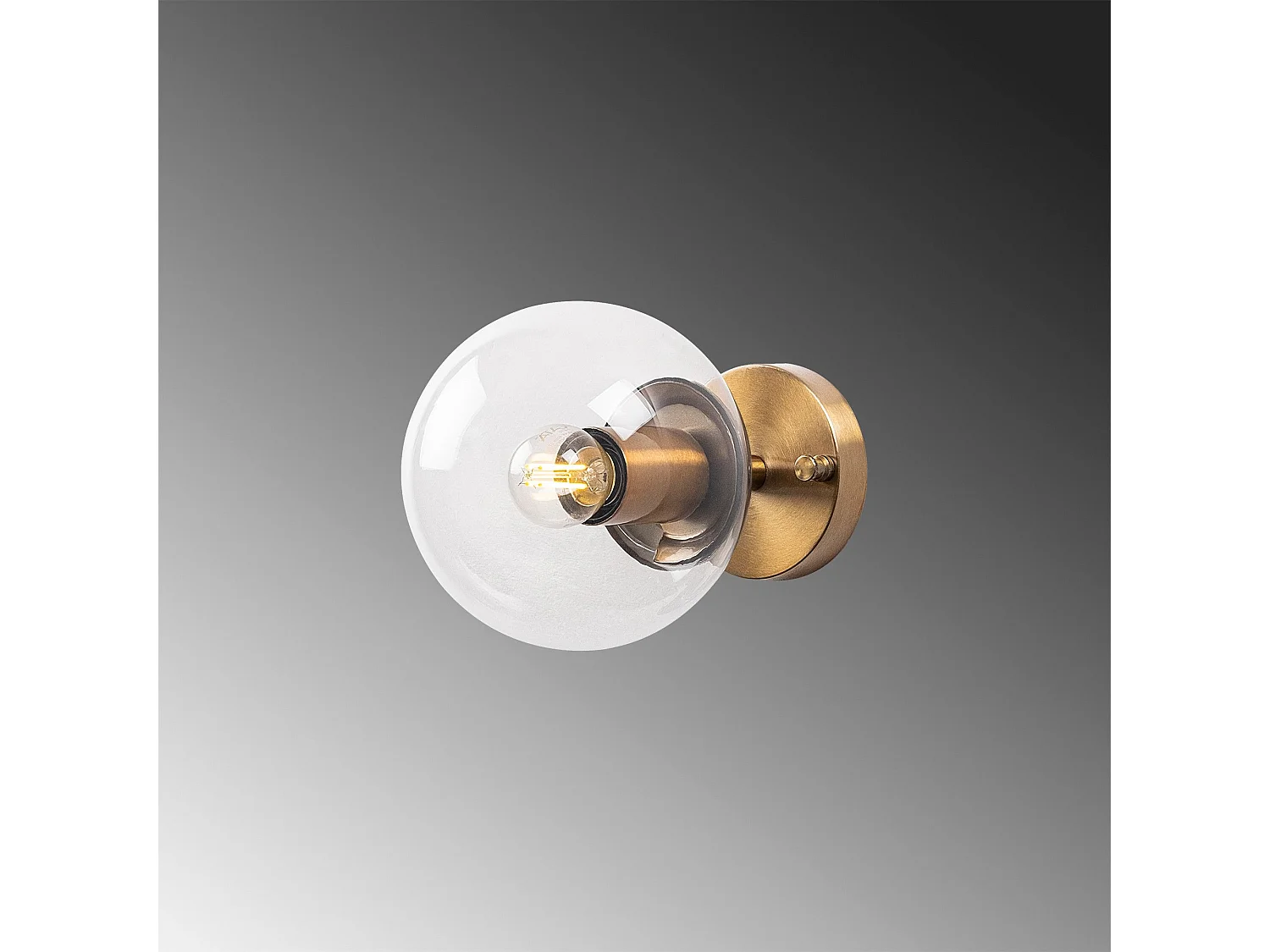 Applique murale Bulla Ø15cm Verre Transparent et Métal Or antique