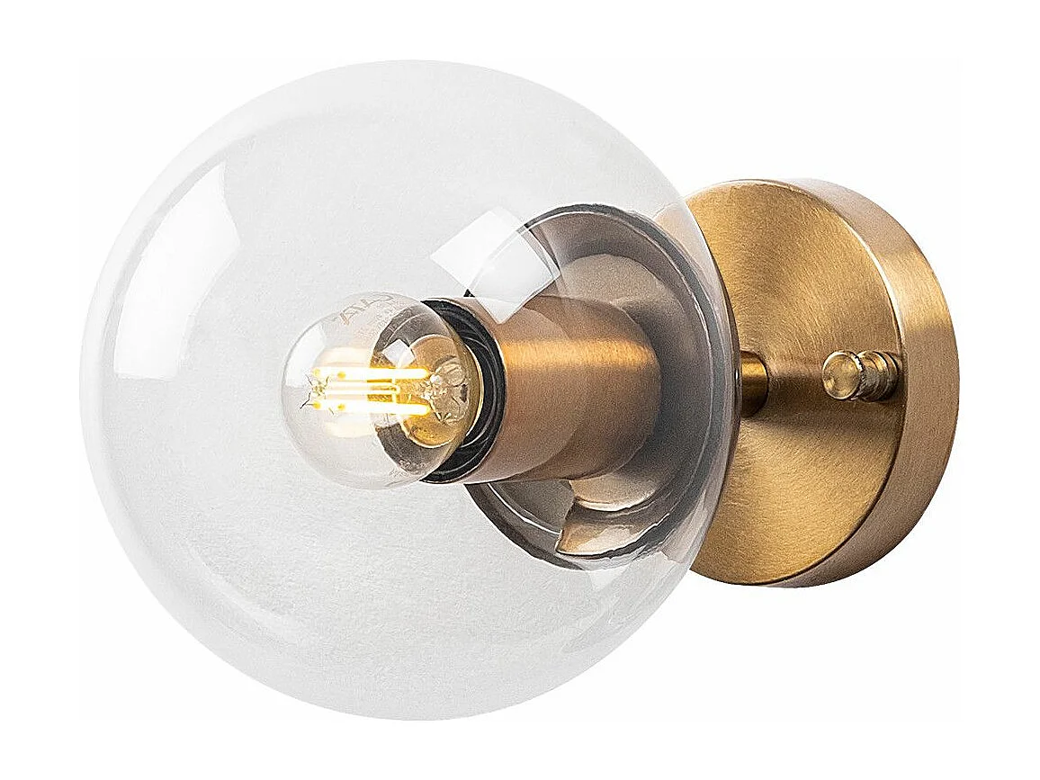 Applique murale Bulla Ø15cm Verre Transparent et Métal Or antique