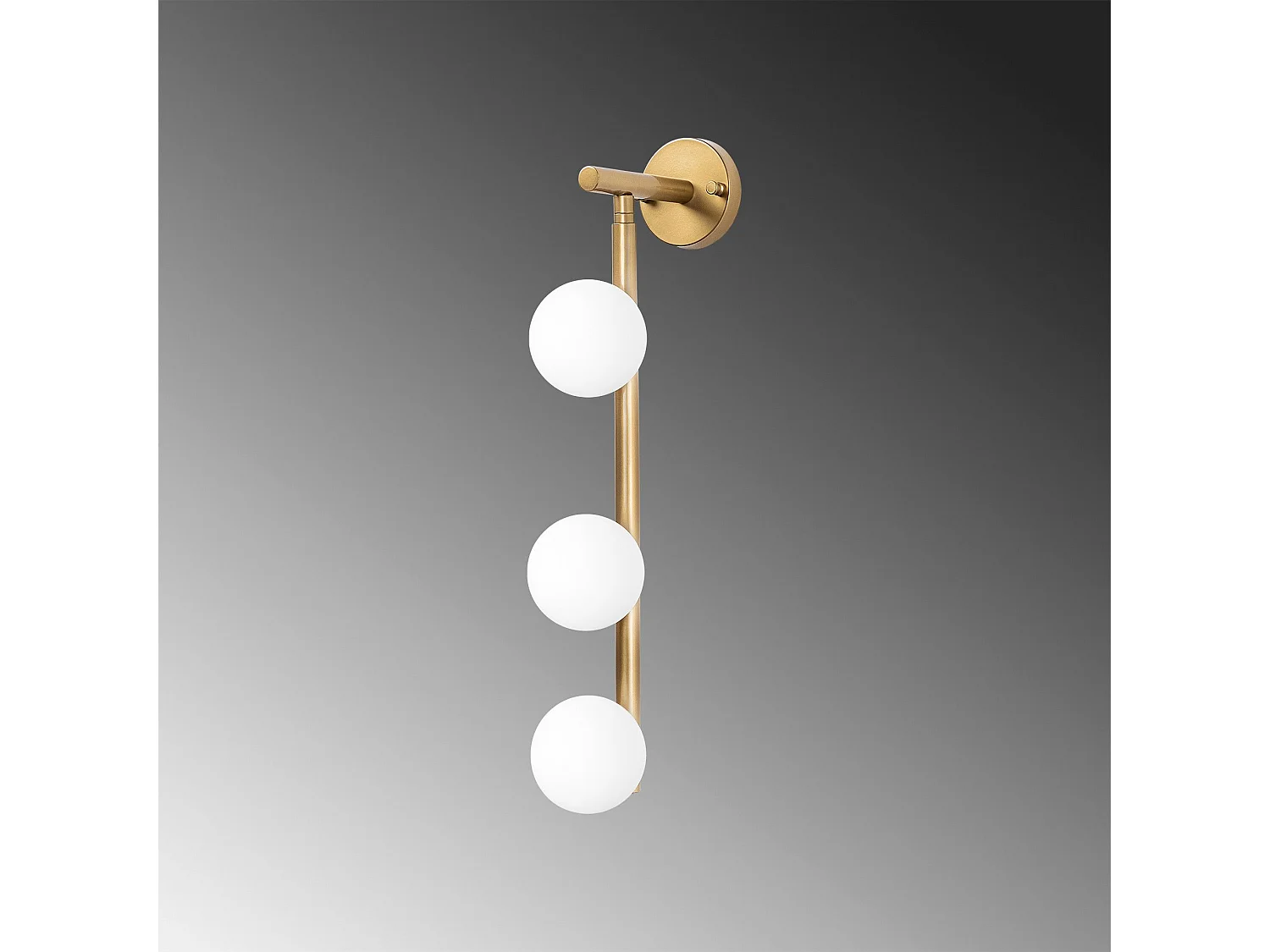 Applique murale barre 3 lampes Bulla 59cm Verre Blanc et Métal Or