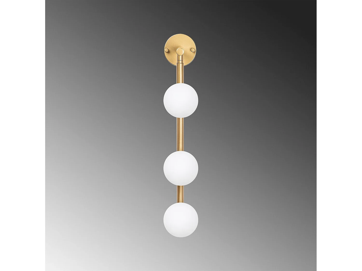 Applique murale barre 3 lampes Bulla 59cm Verre Blanc et Métal Or