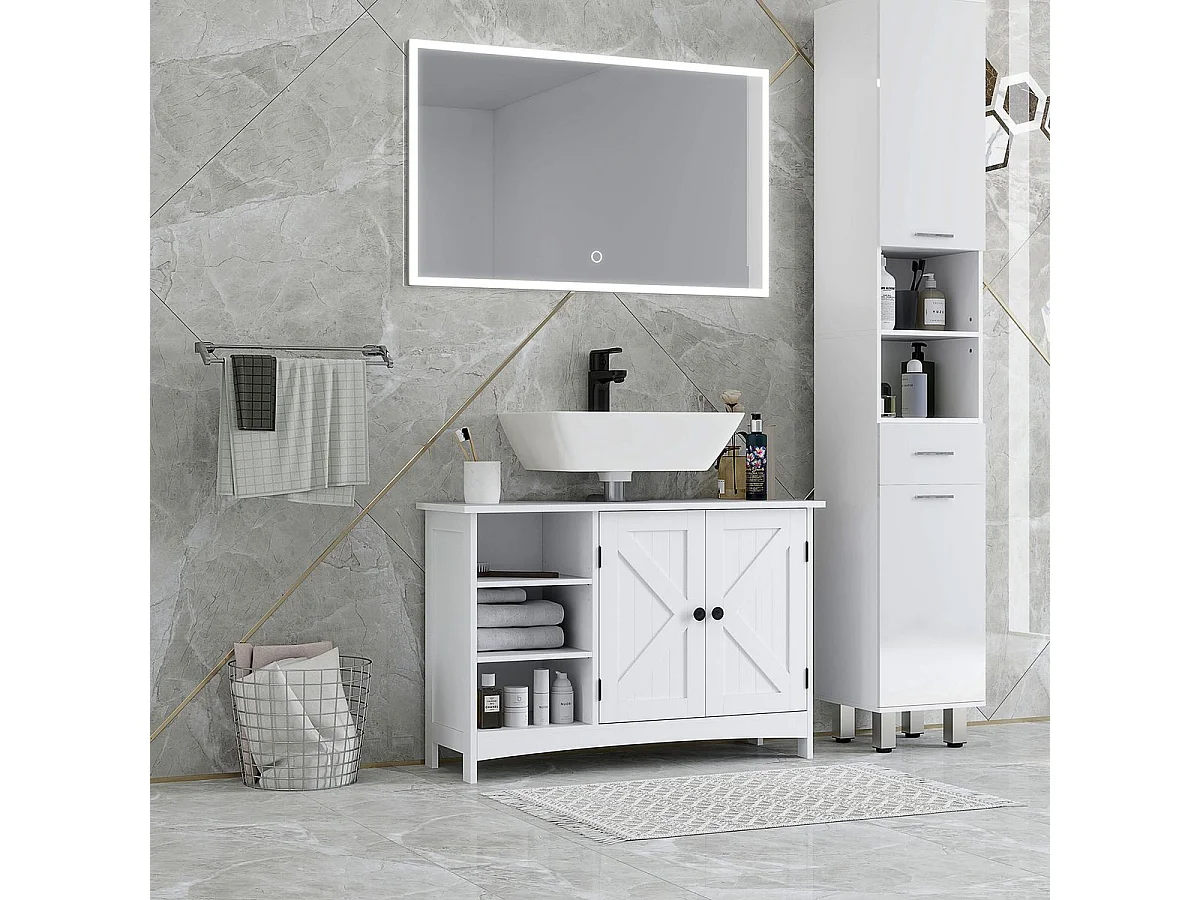 Armario de baño blanco 90x30x60 cm kleankin