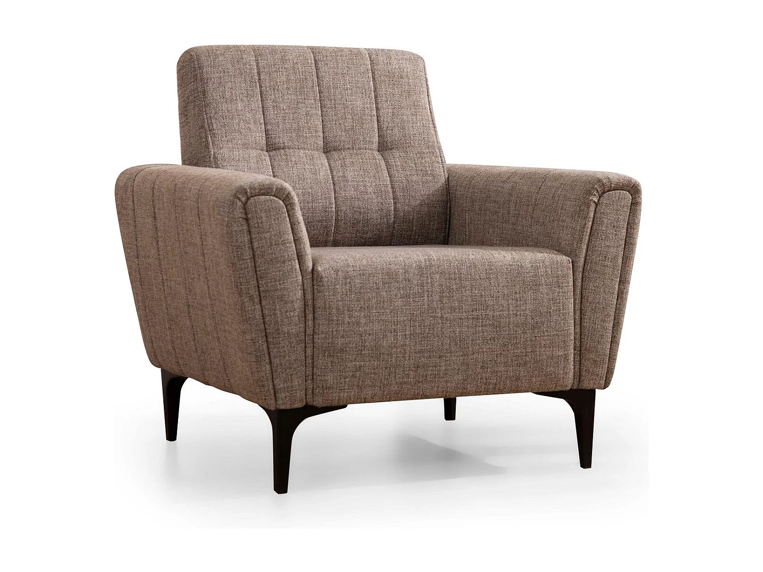 Eleganter 1-Sitzer-Sessel, hellbraun, 90 x 95 x 77 cm | Gestell aus Buchenholz und Spanplatte, Stoffbezug 100 % Polyester | Schaumstoffkisse