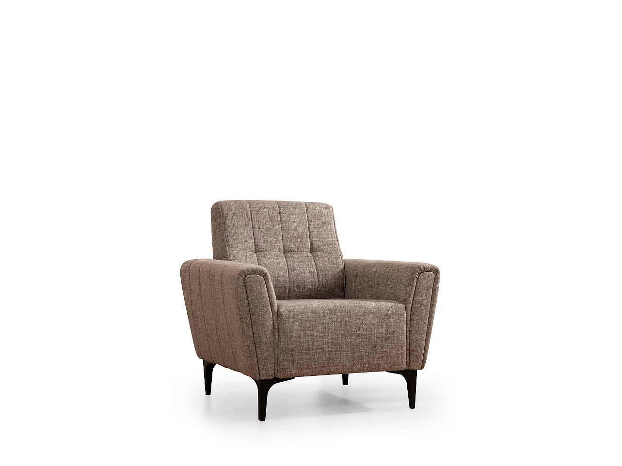 Elegante sillón de 1 plaza, marrón claro, 90 x 95 x 77 cm | Estructura de madera de haya y aglomerado, tejido 100% poliéster | Cojines de es