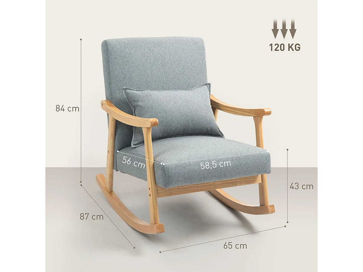 Poltrona Baloiço Moderna Claire em Cinzento Claro e Madeira - Conforto e Estilo para Sua Casa