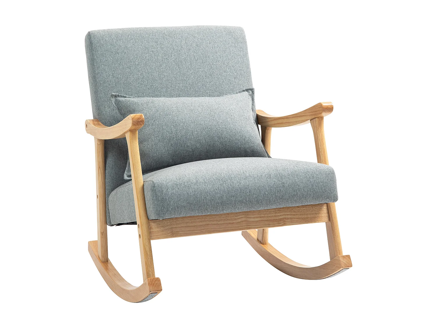 Poltrona Baloiço Moderna Claire em Cinzento Claro e Madeira - Conforto e Estilo para Sua Casa