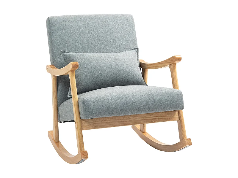 Poltrona Baloiço Moderna Claire em Cinzento Claro e Madeira - Conforto e Estilo para Sua Casa