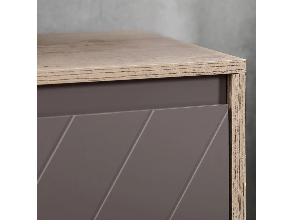 Móvel para Lavatório Belluno em Carvalho e Cinza com Prateleira Ajustável e Portas Duplas - 60x30x59,8 cm