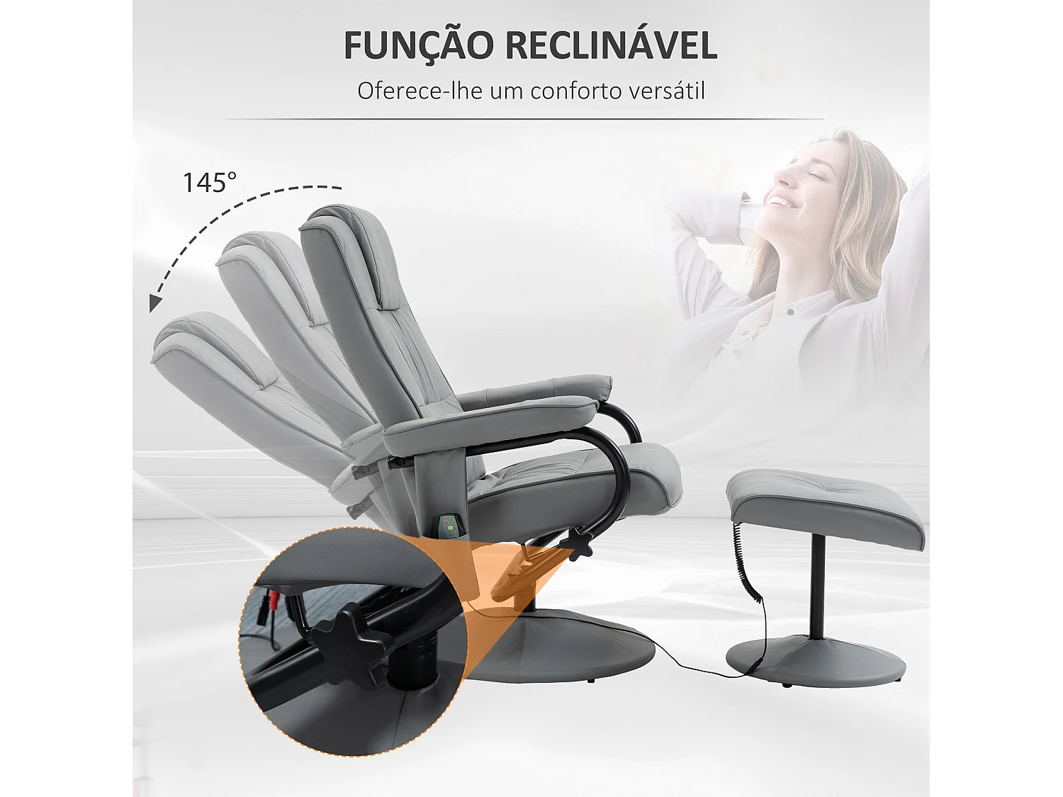 Sillón de masaje Valentín Homcom reclinable 10 puntos de masaje gris 102x77x88 cm