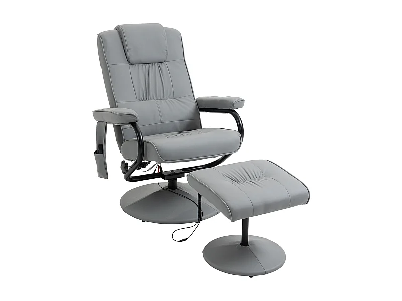 Poltrona de Massagem Elétrica Reclinável com Controle Remoto e 10 Pontos de Massagem em PU Cinza