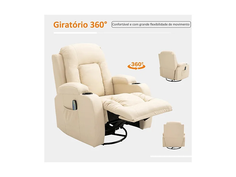 Sillón de masaje Friya Homcom reclinable con mando crema 104x85x94 cm