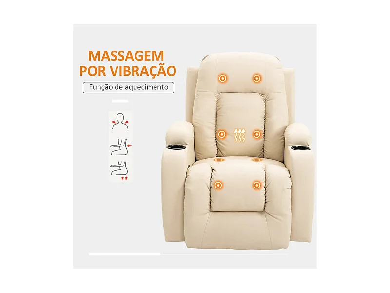 Sillón de masaje Friya Homcom reclinable con mando crema 104x85x94 cm