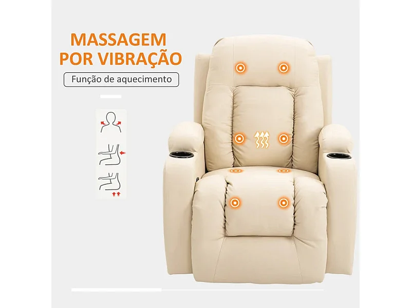 Sillón de masaje Friya Homcom reclinable con mando crema 104x85x94 cm