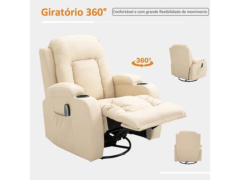 Sillón de masaje Friya Homcom reclinable con mando crema 104x85x94 cm