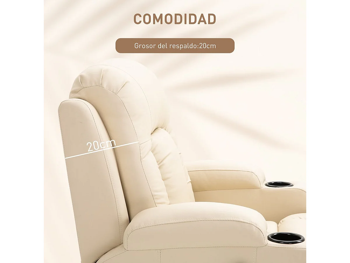 Sillón de masaje Friya Homcom reclinable con mando crema 104x85x94 cm