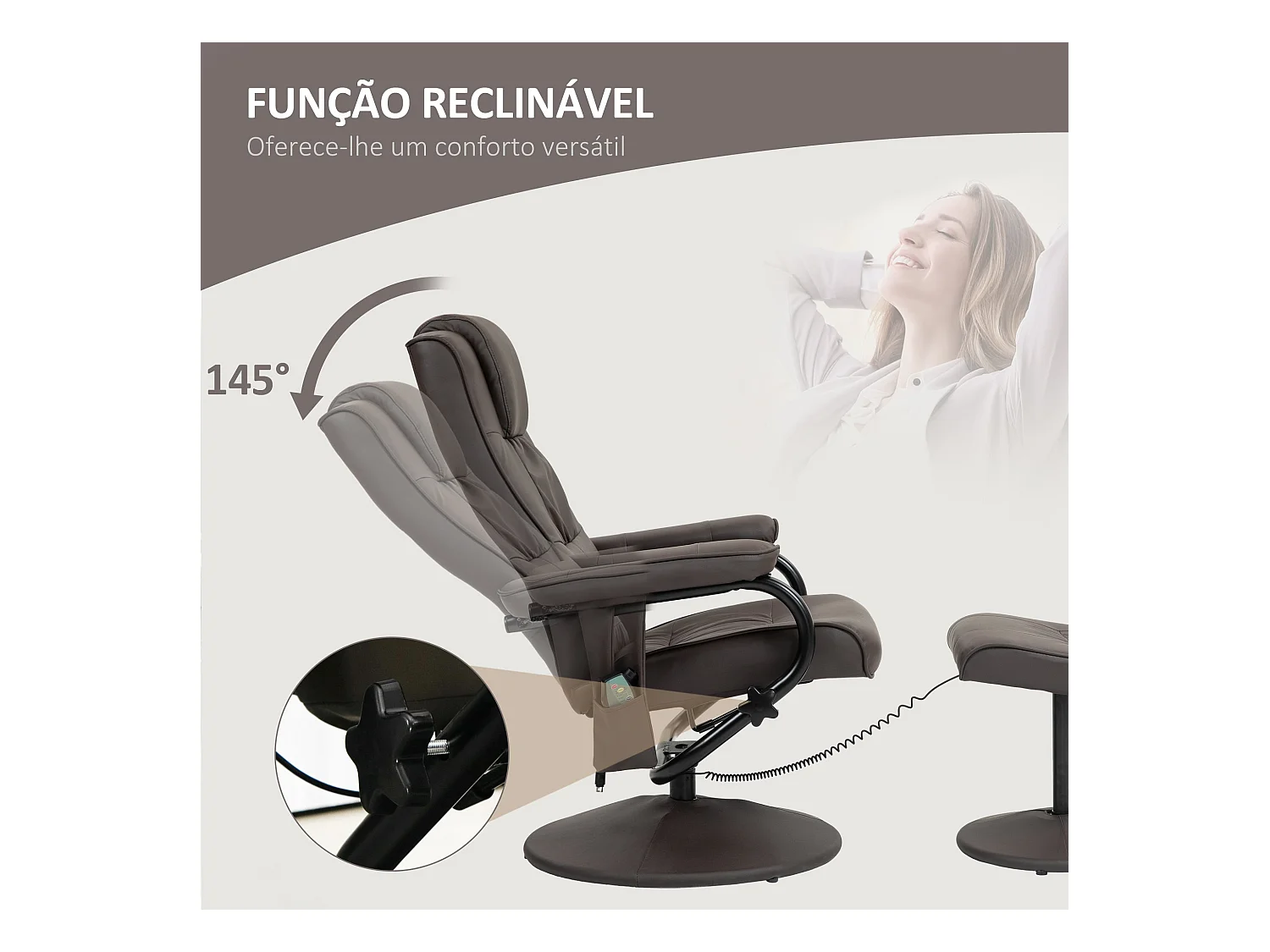 Sillón de masaje Spark Homcom 5 modos + reposapiés marrón 95x84x77cm