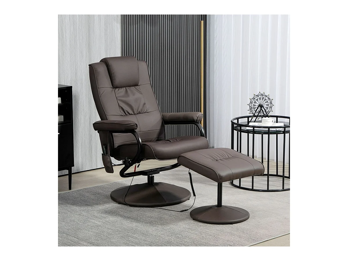 Sillón de masaje Spark Homcom 5 modos + reposapiés marrón 95x84x77cm