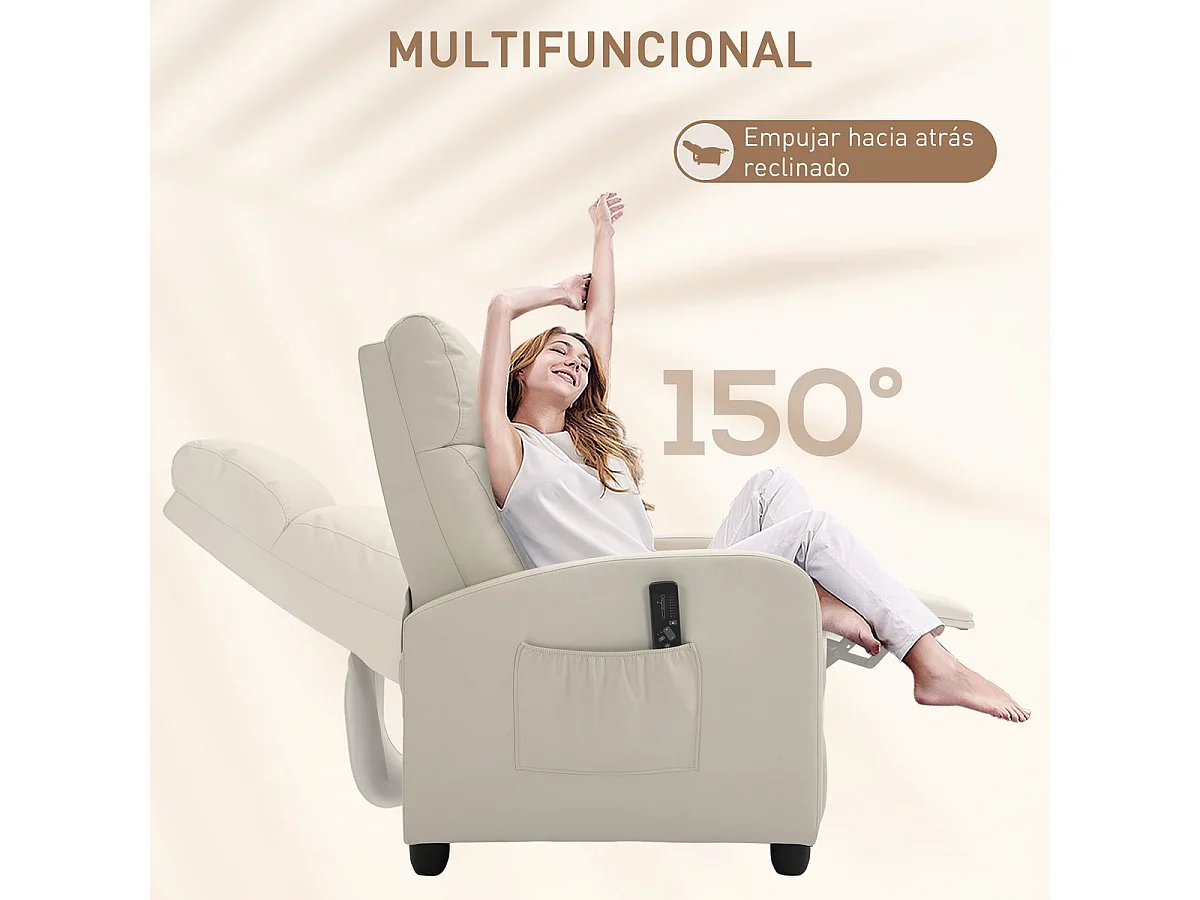 Sillón de masaje Rumbo Homcom 8 programas 5 intensidades crema 98x68x88 cm
