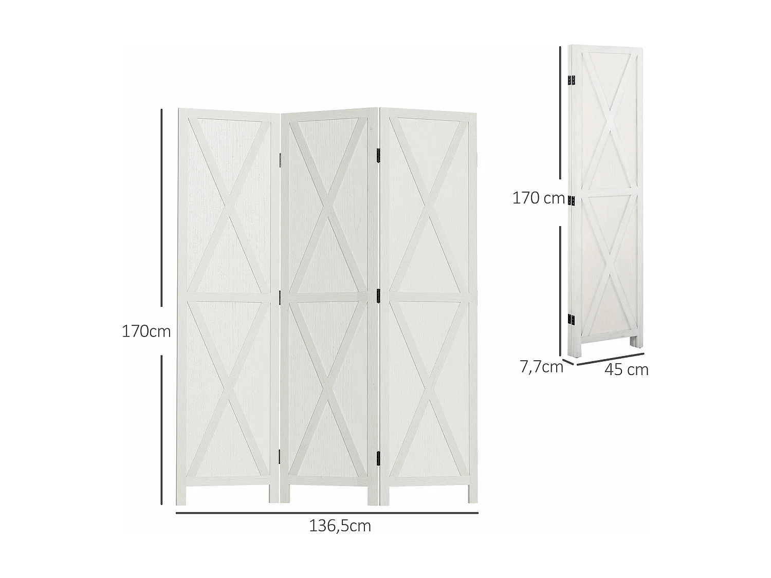 Biombo Elegante de 3 Painéis para Separação de Ambientes em Madeira - Modelo Västerås