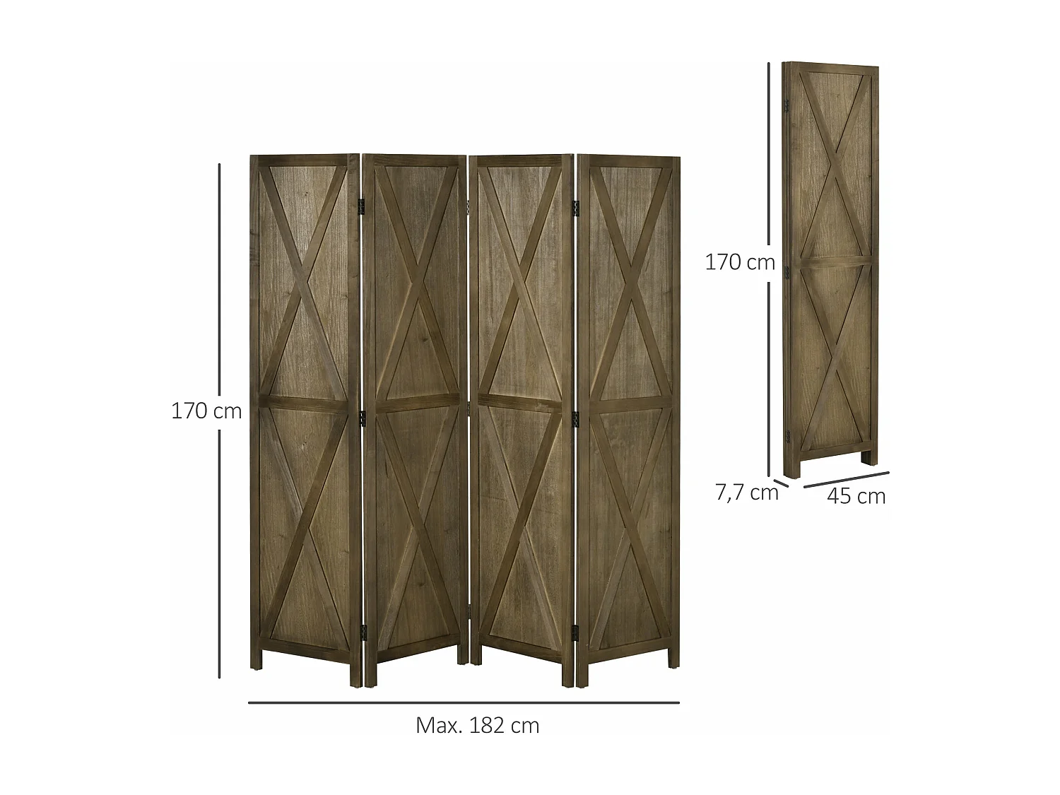 Biombo Dobrável de 4 Painéis em Madeira Paulownia para Separação de Ambientes - Elegância e Praticidade na Decoração