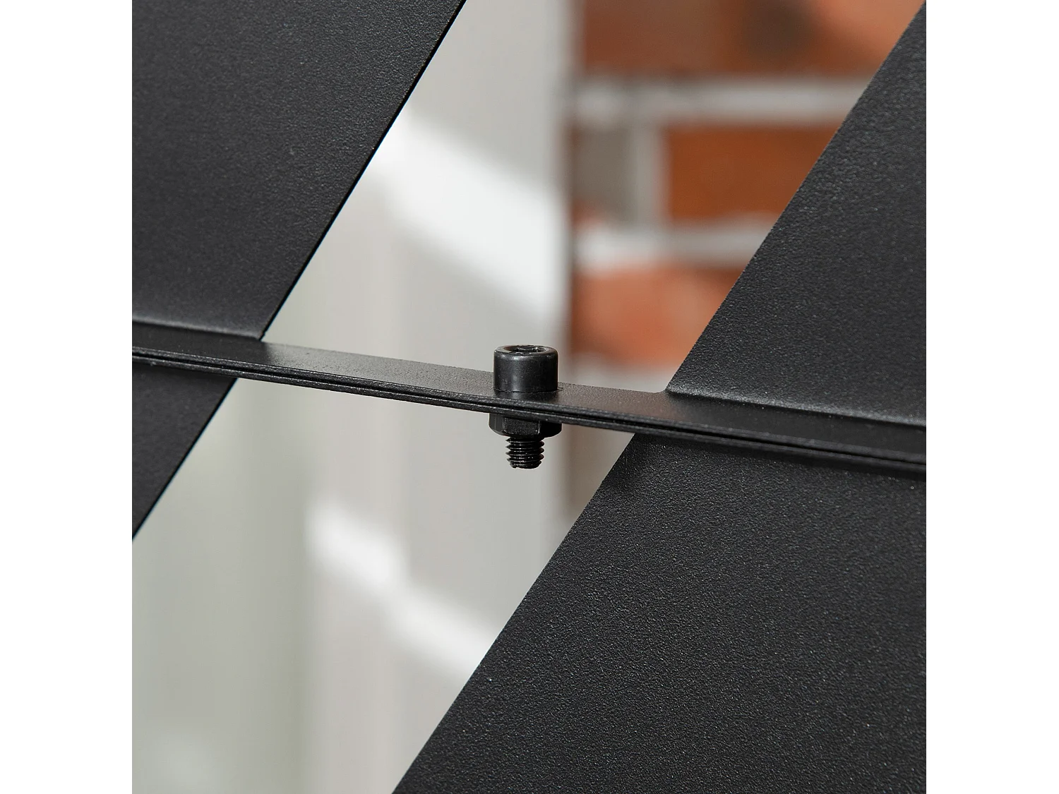 Biombo Decorativo de 3 Peças em Aço com Padrão de Folha de Bananeira para Jardim e Varanda 122x45x198 cm Preto