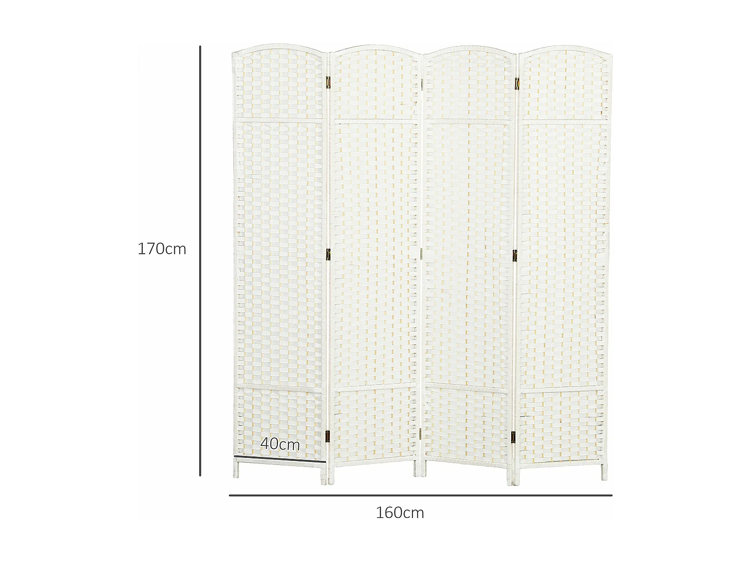 Biombo Dobrável de 4 Painéis 160x170 cm para Separação de Ambientes em Branco – Modelo Ålesund