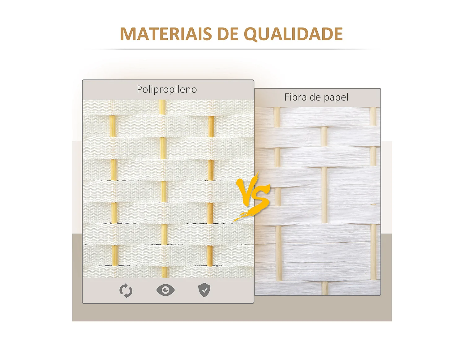 Biombo Dobrável de 4 Painéis 160x170 cm para Separação de Ambientes em Branco – Modelo Ålesund