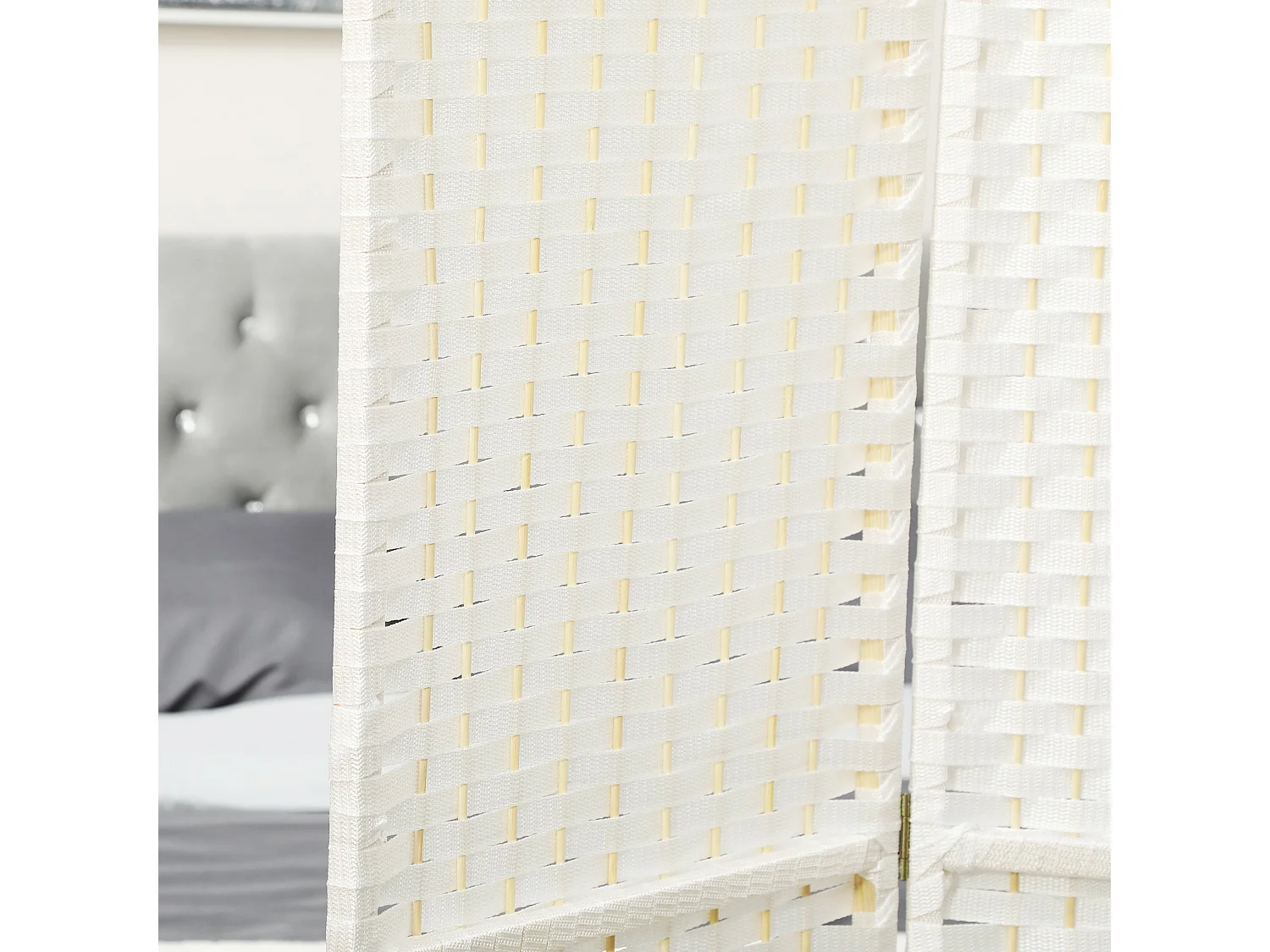 Biombo Dobrável de 4 Painéis 160x170 cm para Separação de Ambientes em Branco – Modelo Ålesund