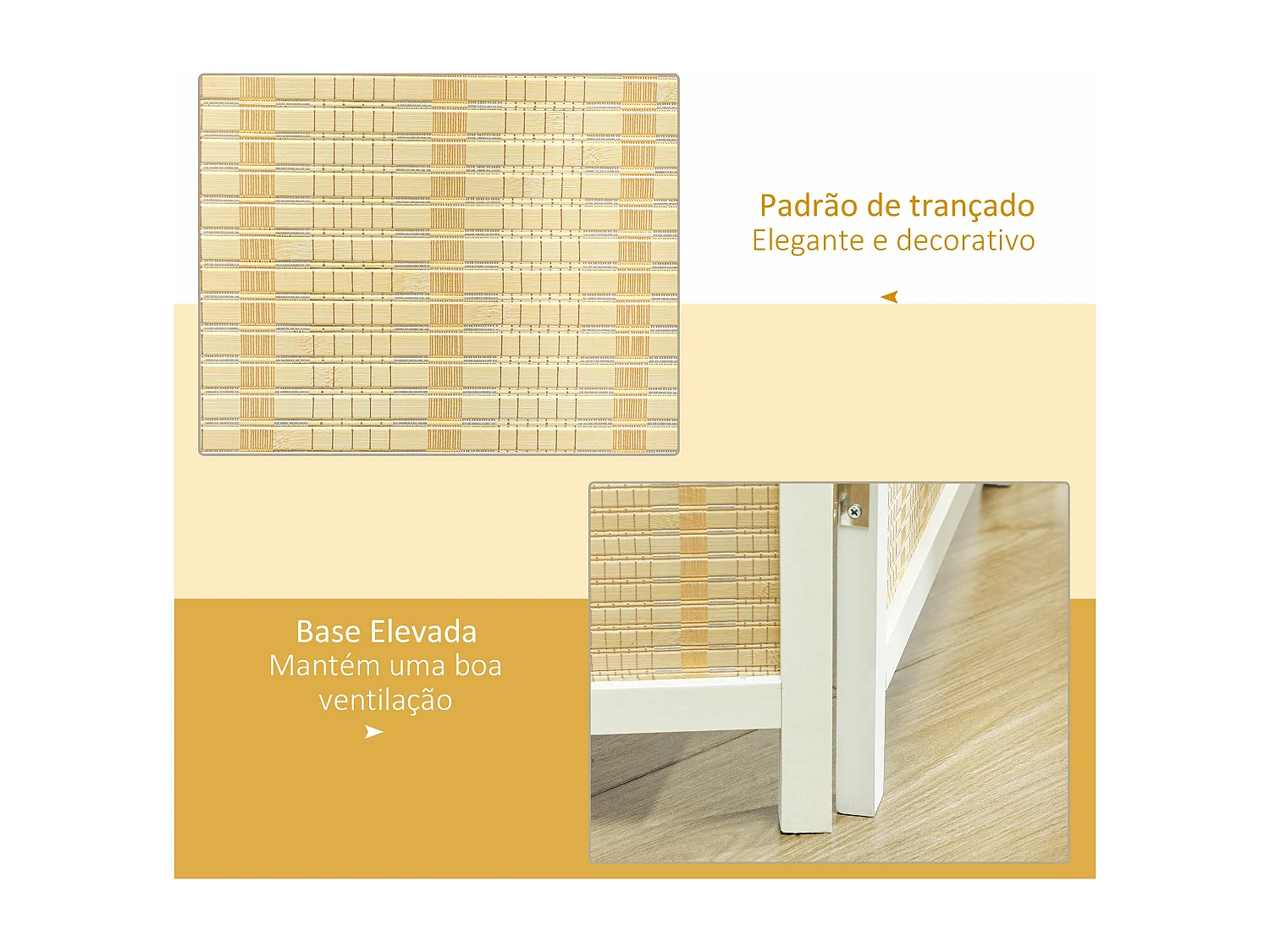 Biombo Elegante de 4 Painéis Dobrável em Bambu e Algodão - 180x180 cm para Divisão de Ambientes