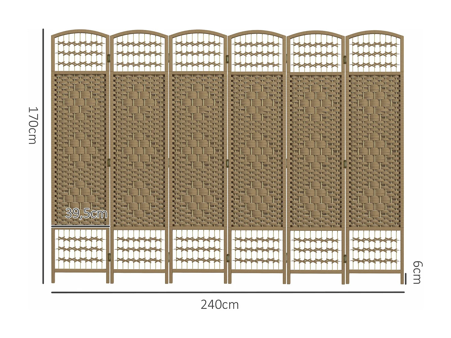 Biombo Dobrável de 6 Painéis para Separação de Ambientes - 240x170 cm - Decoração Moderna para Casa e Escritório