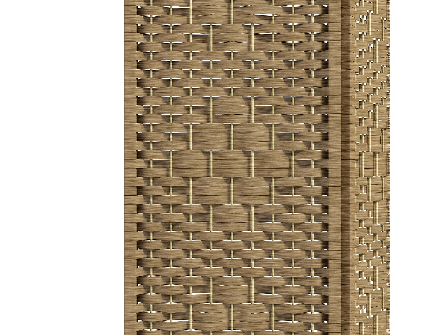 Biombo Dobrável de 4 Painéis para Separação de Ambientes - Estrutura de Madeira e Corda de Papel, 160x170 cm, Modelo Chamonix