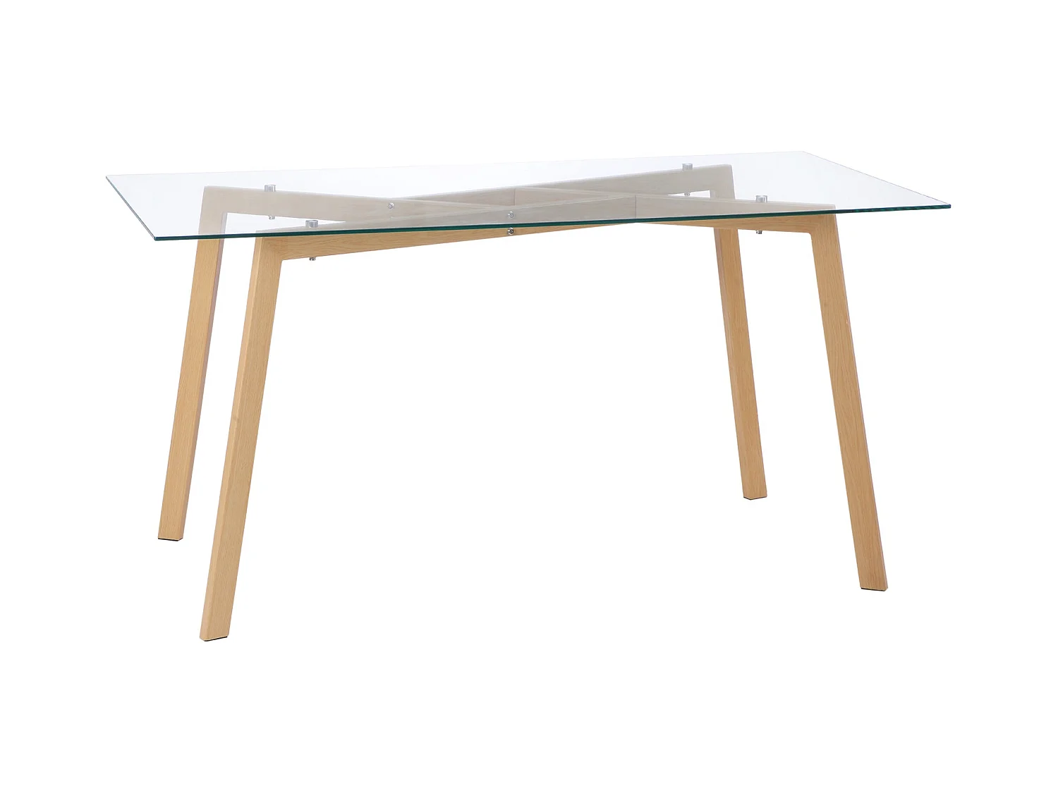Mesa de comedor Rubí Homcom 6 personas cristal natural 76x150x75 cm