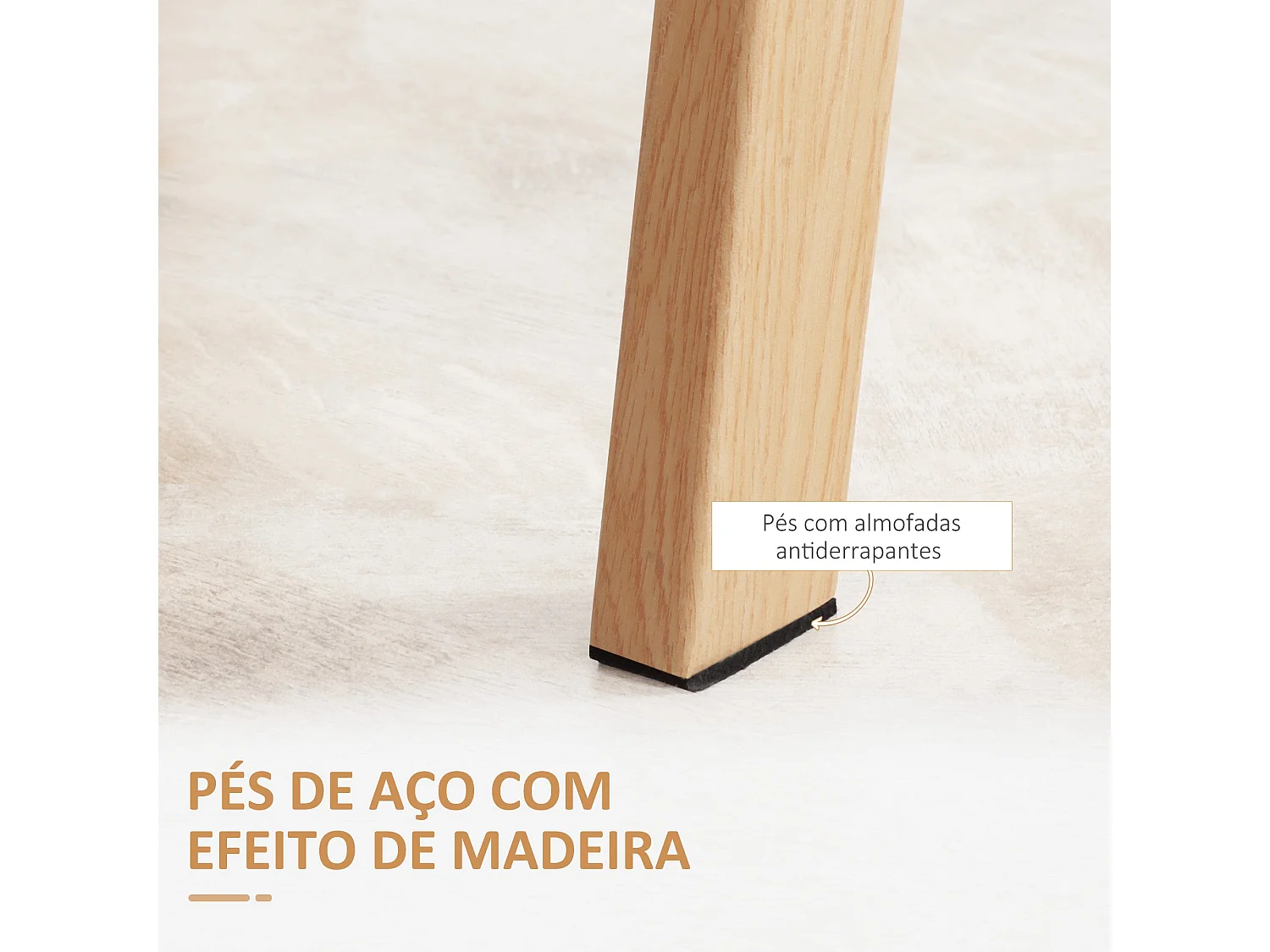 Mesa de Jantar "Lund" em Vidro Temperado com Estrutura Metálica Efeito Madeira - 150x75x76 cm