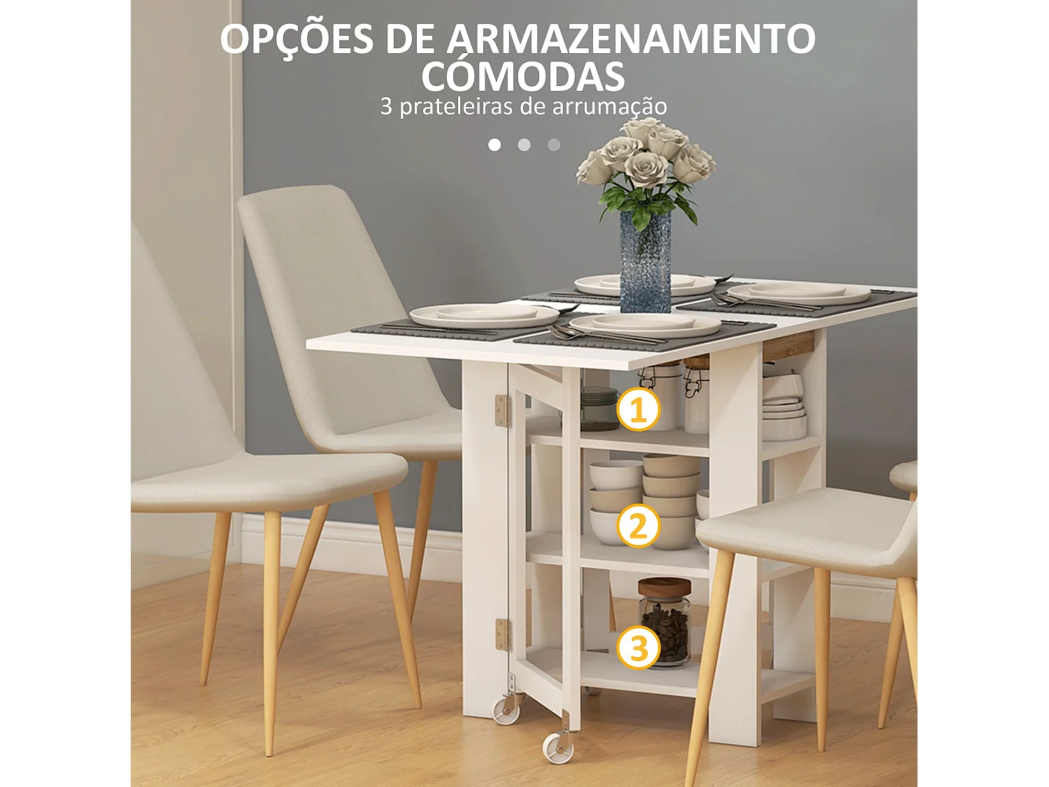 Table pliante avec poignées 120 x 60 x 75 cm - Blanche