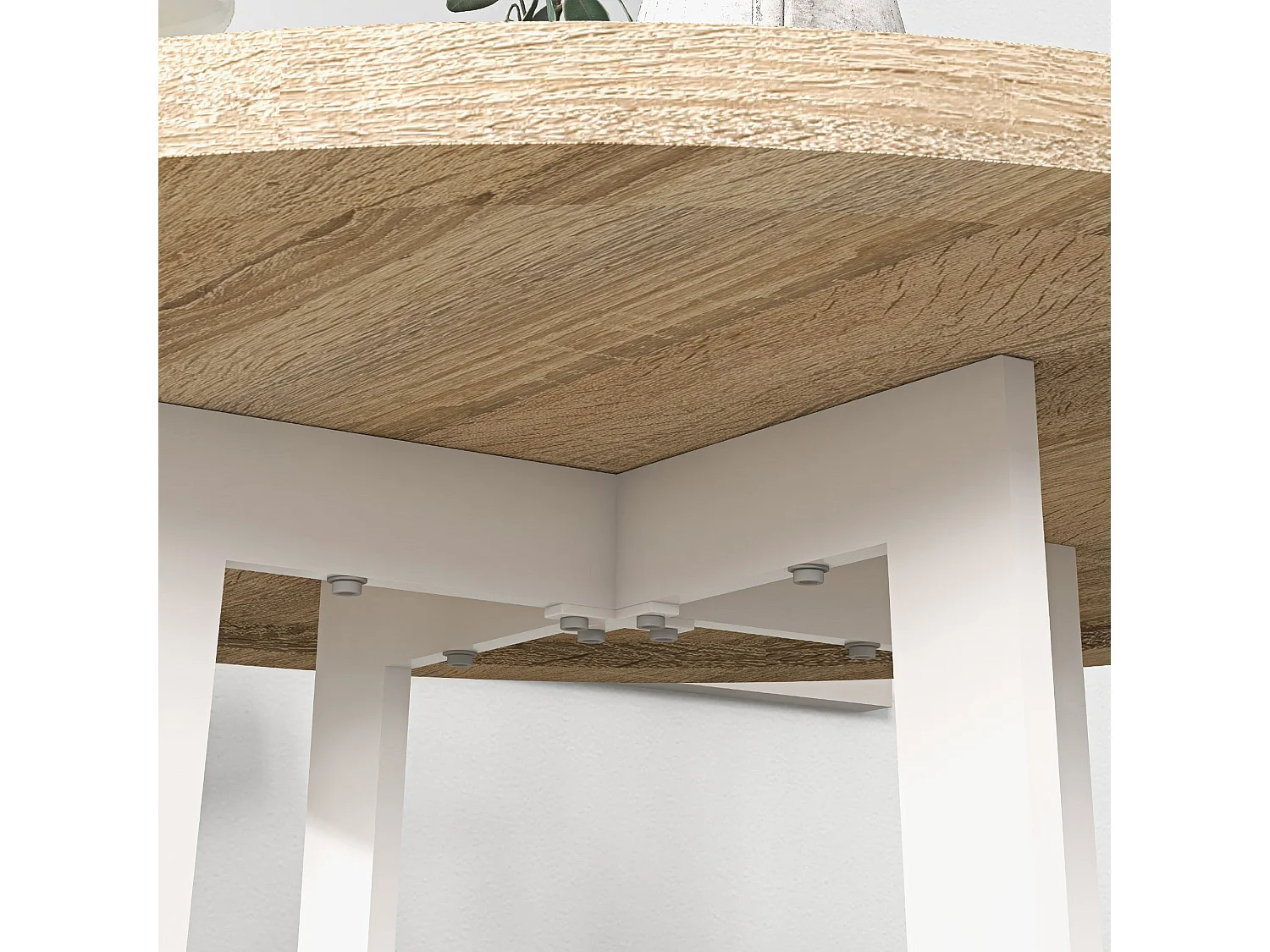 Mesa de comedor Vikk Homcom 4 personas roble/blanco Ø80x75 cm
