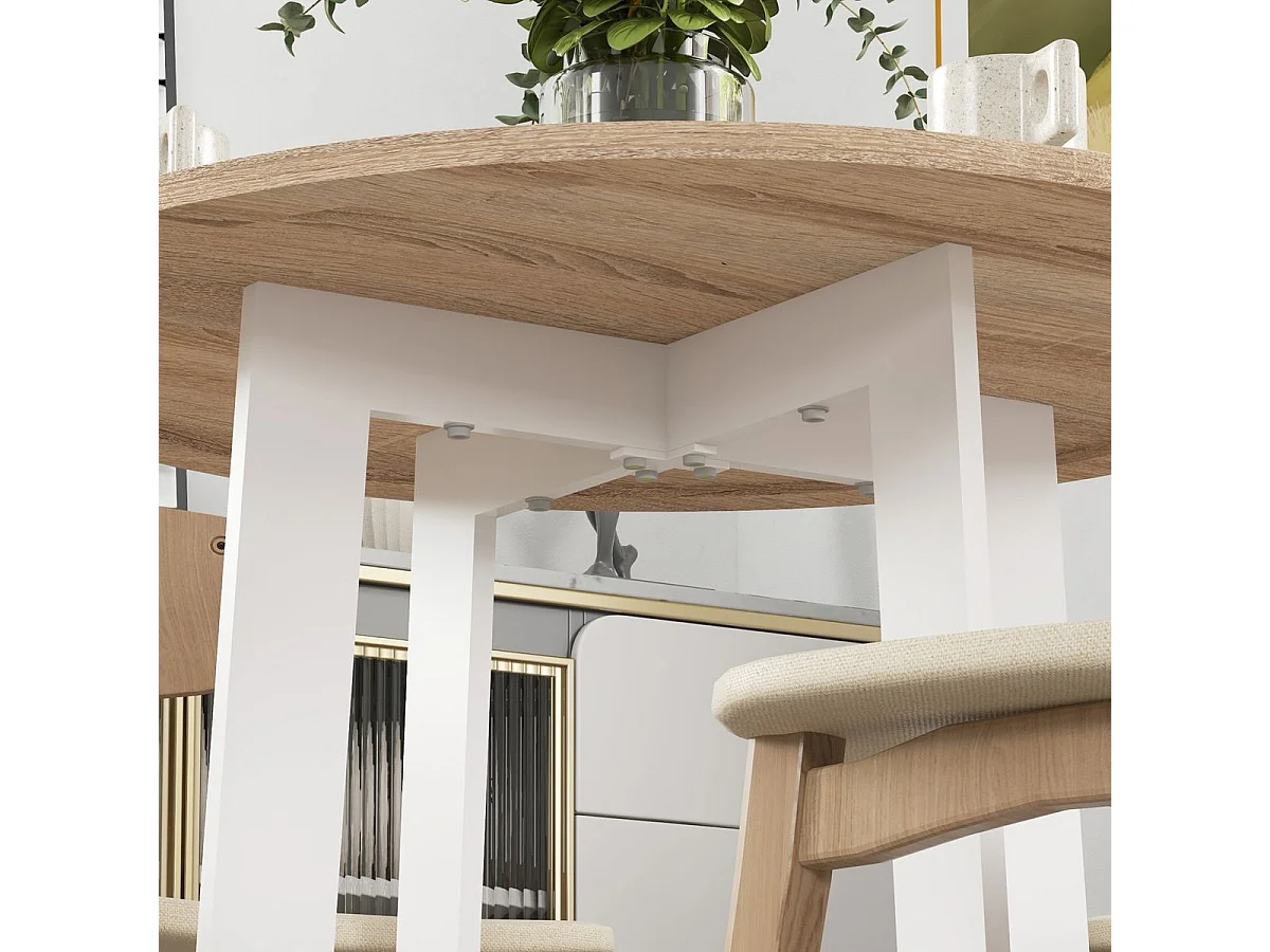 Mesa de comedor Vikk Homcom 4 personas roble/blanco Ø80x75 cm