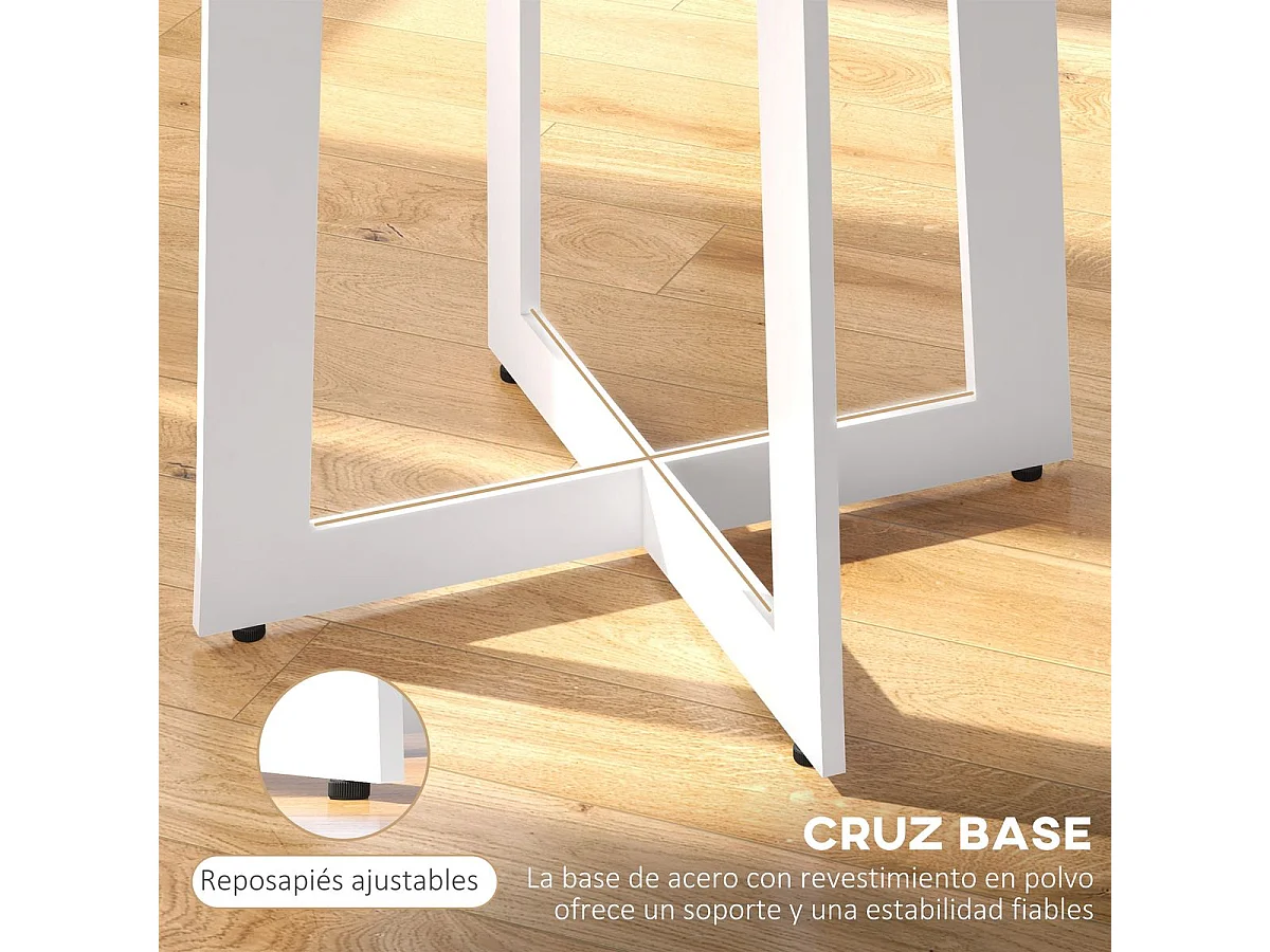 Mesa de comedor Vikk Homcom 4 personas roble/blanco Ø80x75 cm