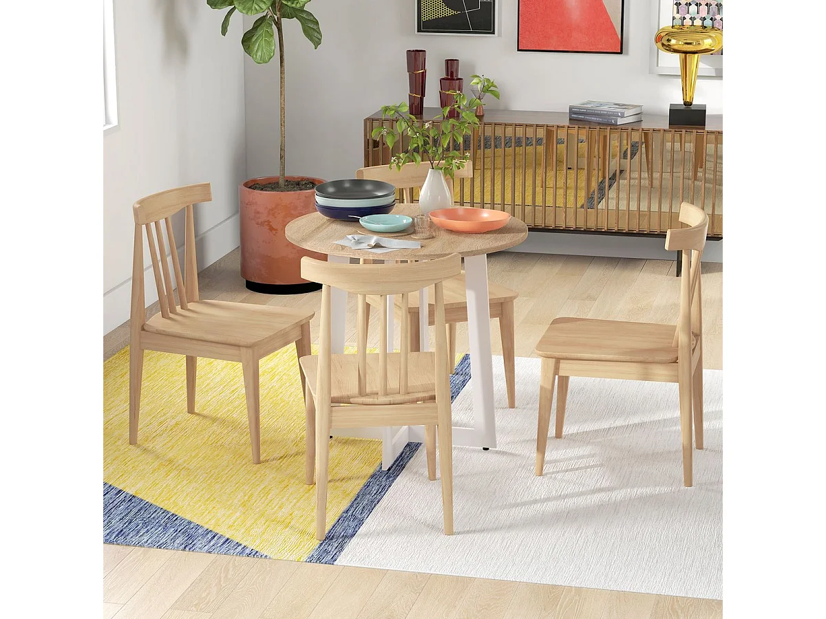 Mesa de comedor Vikk Homcom 4 personas roble/blanco Ø80x75 cm