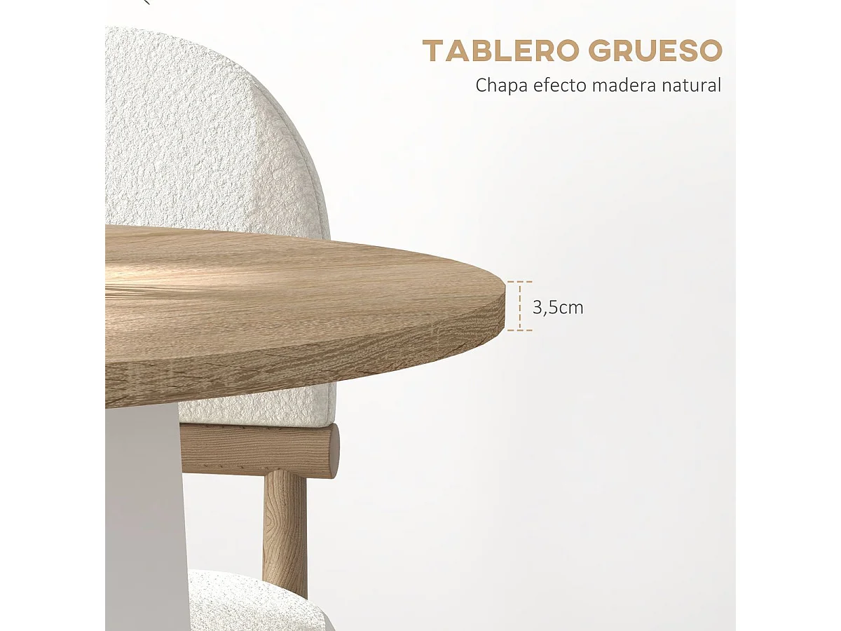 Mesa de comedor Vikk Homcom 4 personas roble/blanco Ø80x75 cm